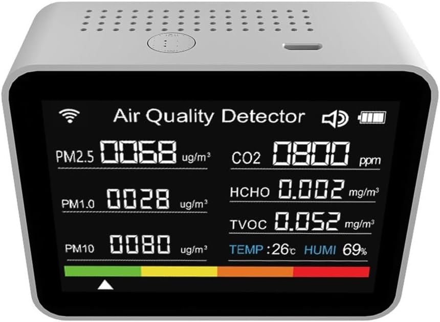 13 In 1 Luftqualität Monitor CO2 Meter Temperatur & Luftfeuchtigkeit Tester TVOC PM2.5 weiss, weiss