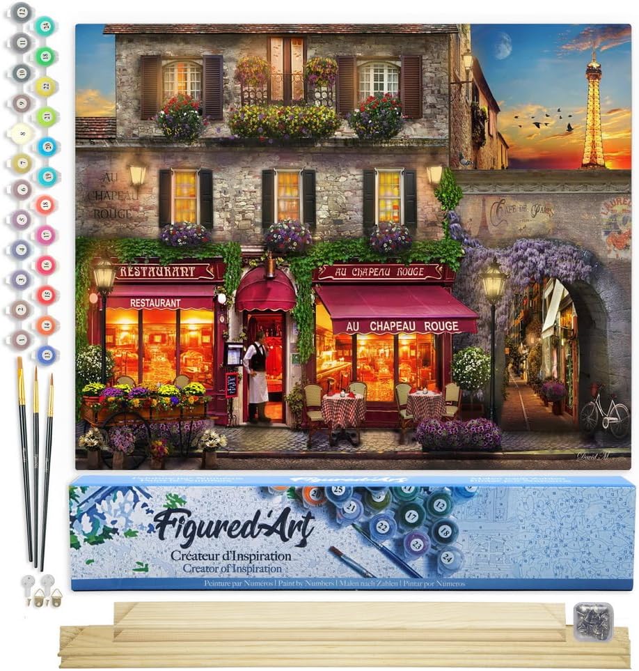 Figured'Art Malen Nach Zahlen Erwachsene Mit Rahmen Au Chapeau Rouge - Paint by Numbers Basteln DIY