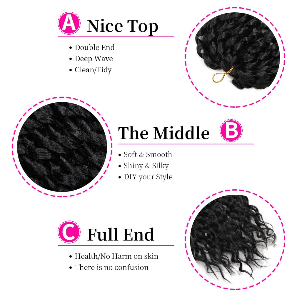 5 Packs Passion Twist Crochet Braid Hair 16" Deep Wave Crochet Hair for Women Long Water Wave Croche