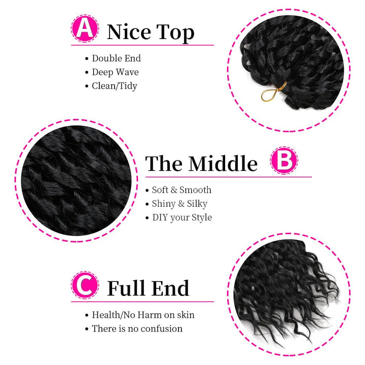 5 Packs Passion Twist Crochet Braid Hair 16" Deep Wave Crochet Hair for Women Long Water Wave Croche