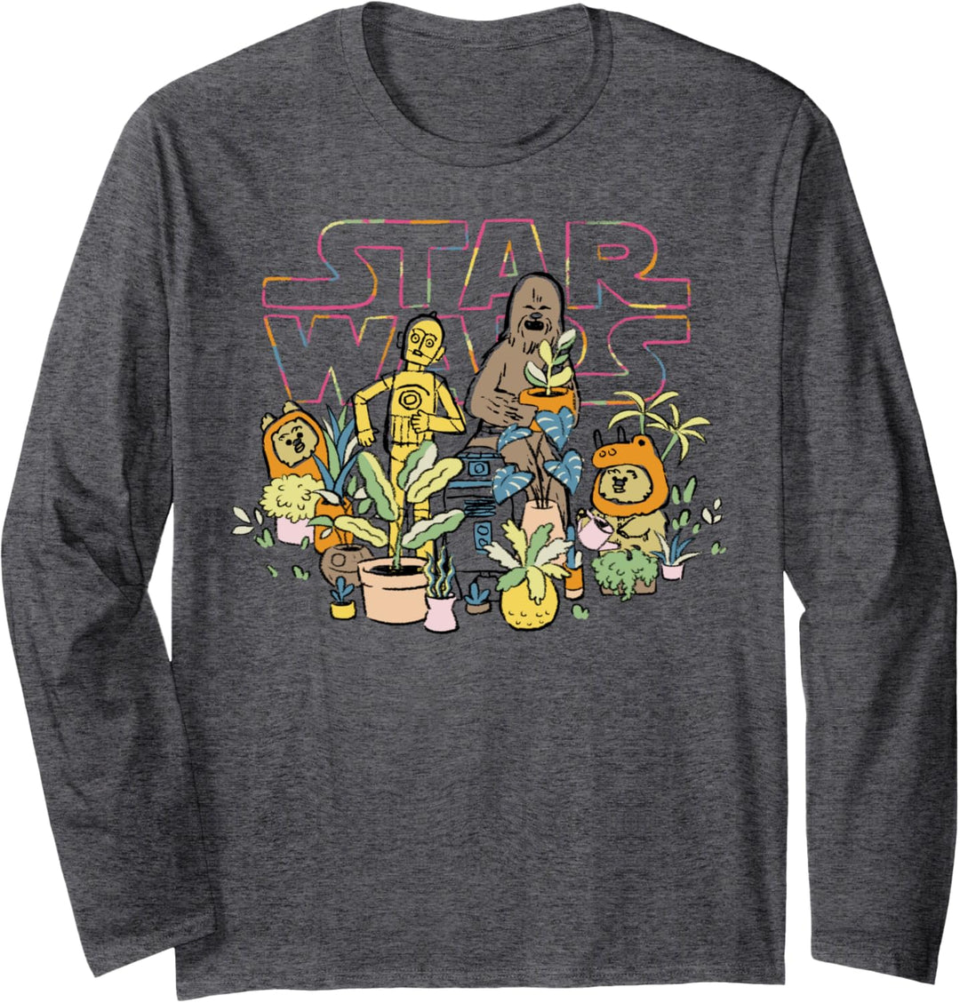 Star Wars C-3PO And Chewbacca Plant Doodle C1 Langarmshirt
