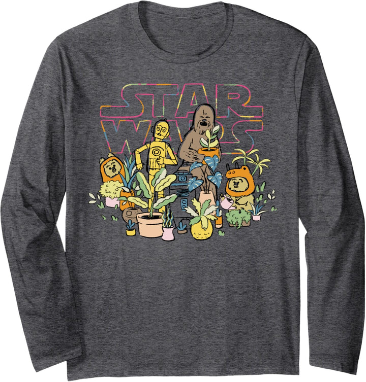 Star Wars C-3PO And Chewbacca Plant Doodle C1 Langarmshirt