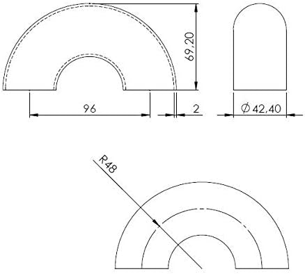 180° Bogen zum Anschweissen, für Rohr ø 42,4mm, Wandstärke 2,0mm, geschliffen