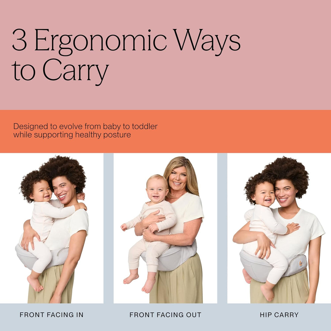 Ergobaby Lift Hip Seat Babytrage mit Babyhüftsitz für Babys und Kleinkinder ab 6 Monaten (7,7 kg - 2