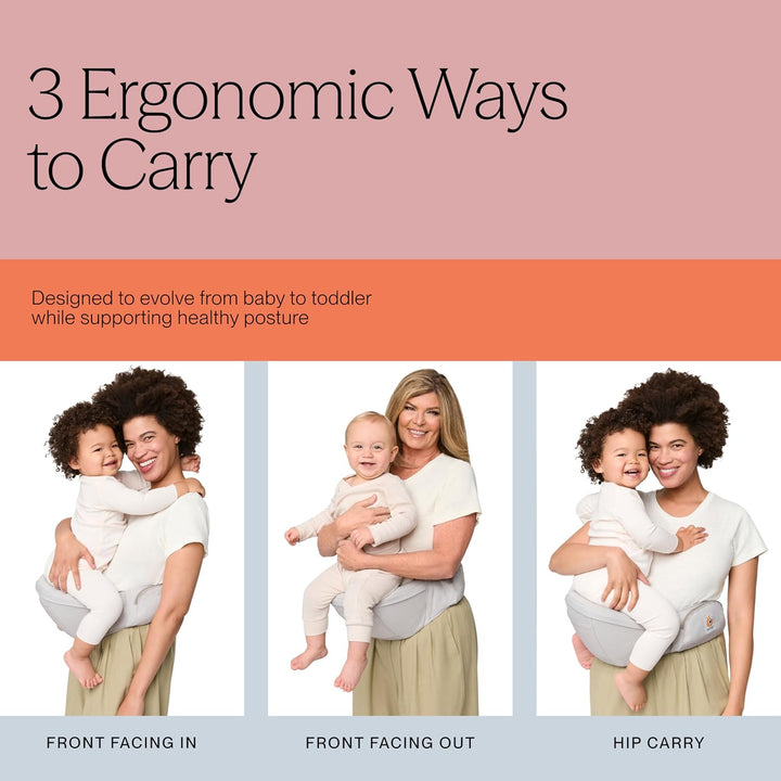 Ergobaby Lift Hip Seat Babytrage mit Babyhüftsitz für Babys und Kleinkinder ab 6 Monaten (7,7 kg - 2