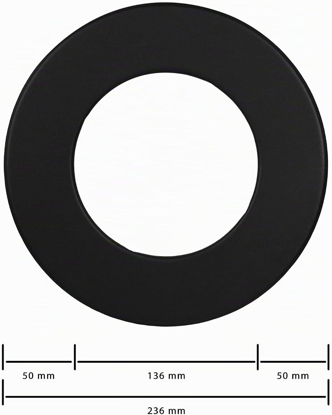 LANZZAS Rauchrohr Wand-Rosette mit 50 mm Rand - für den Durchmesser Ø 130 mm - Farbe: schwarz - Ofen