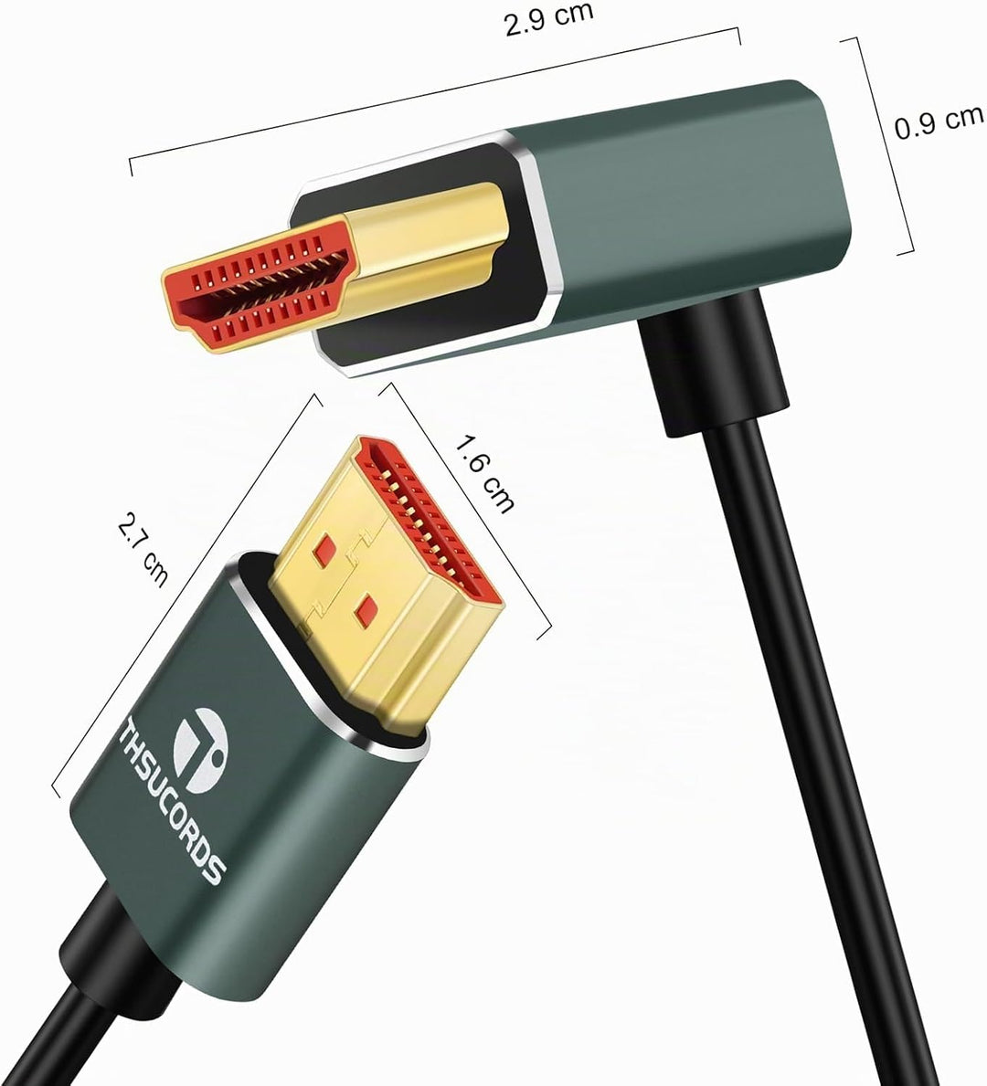 Thsucords Ultradünnes 8K HDMI Winkelstecker 2.1 90 Grad Abwärtswinkelkabel 3M,Flexibles Schlankes Ho
