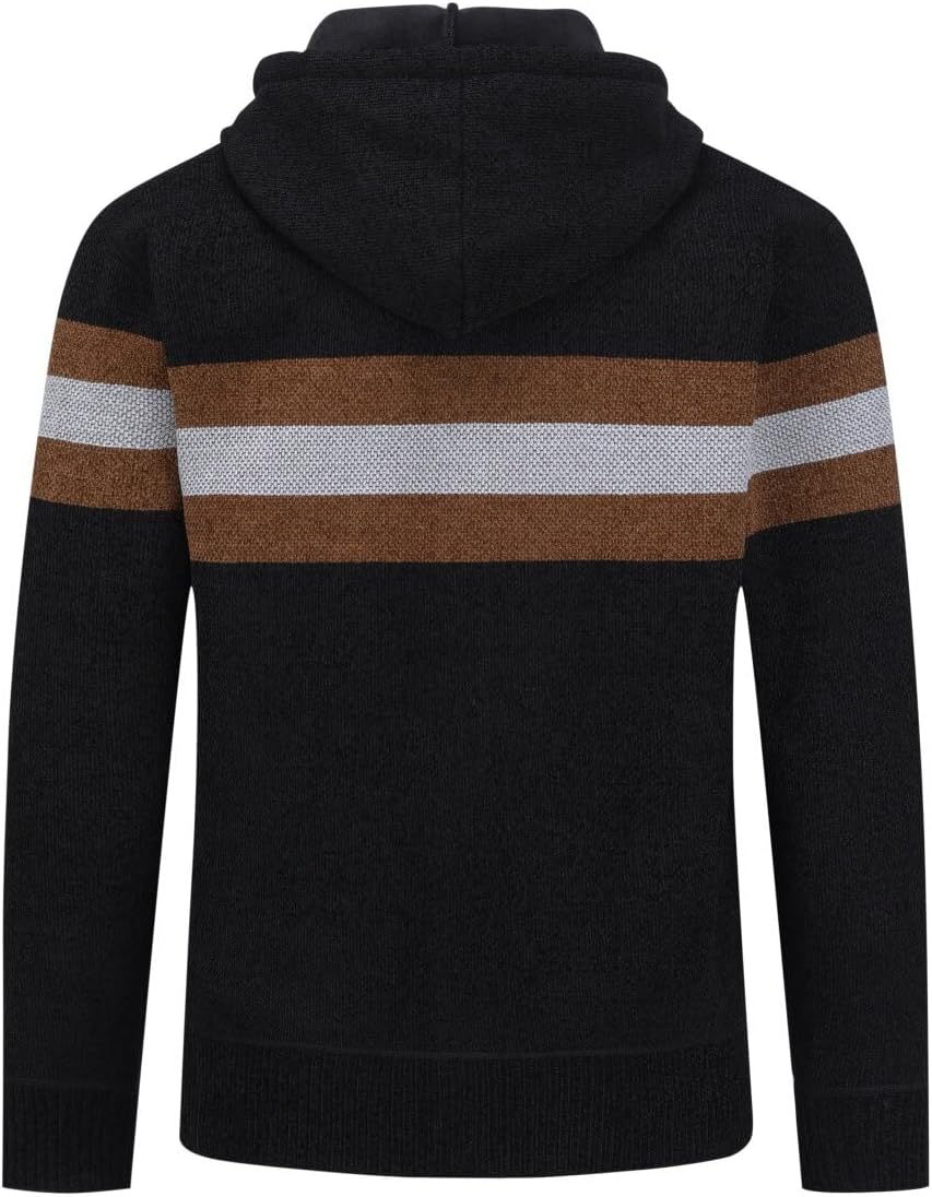 YOUTHUP Herren Strickjacke mit Kapuze Fleece Gefüttert Winter Cardigan Strick Fleecejacke Reissversc