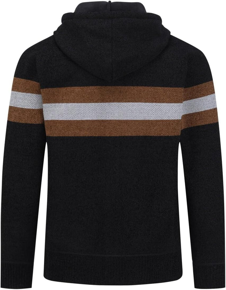 YOUTHUP Herren Strickjacke mit Kapuze Fleece Gefüttert Winter Cardigan Strick Fleecejacke Reissversc