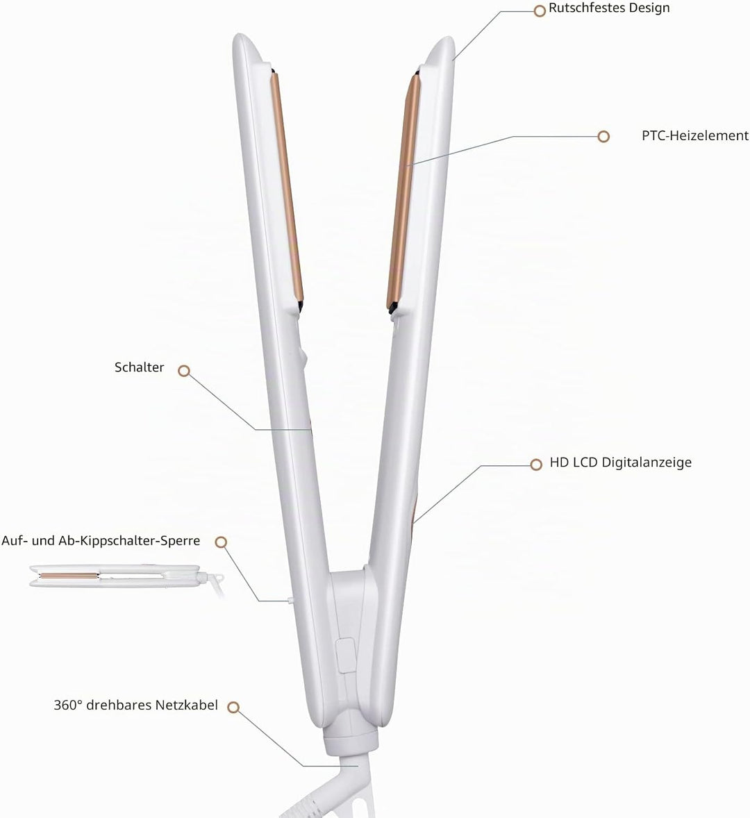 OKWRAP Haarglätter, Glätteisen Keratin, Lockenstab und Glätteisen 2 in 1, Haar Glatteisen 120-230°C,