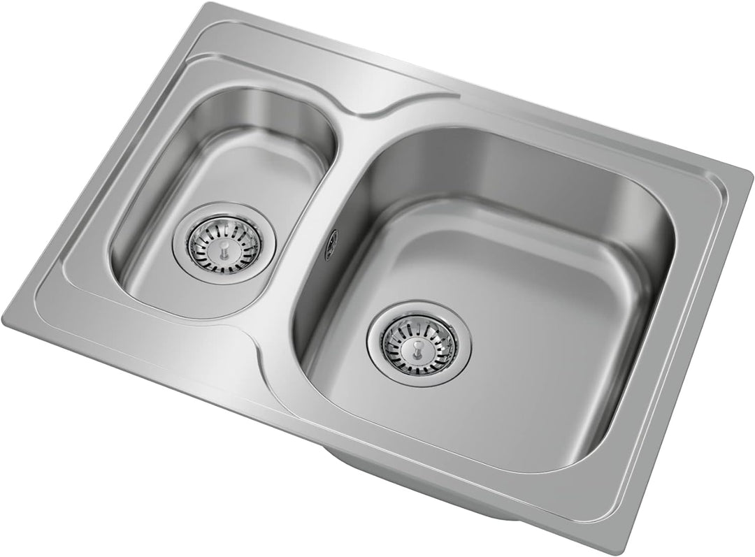 Teka Universe 60 T-XP 1½C Küchenspüle mit 2 Becken, eingebettet und wendbar, für Möbel mit 60 cm, gr