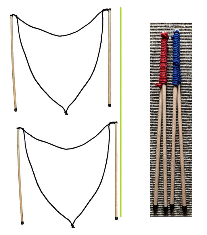 2 Paar Riesenseifenblasen Stäbe (50cm: rot/blau) + Pulver für 5L Holz Seifenblasen Set Kinder