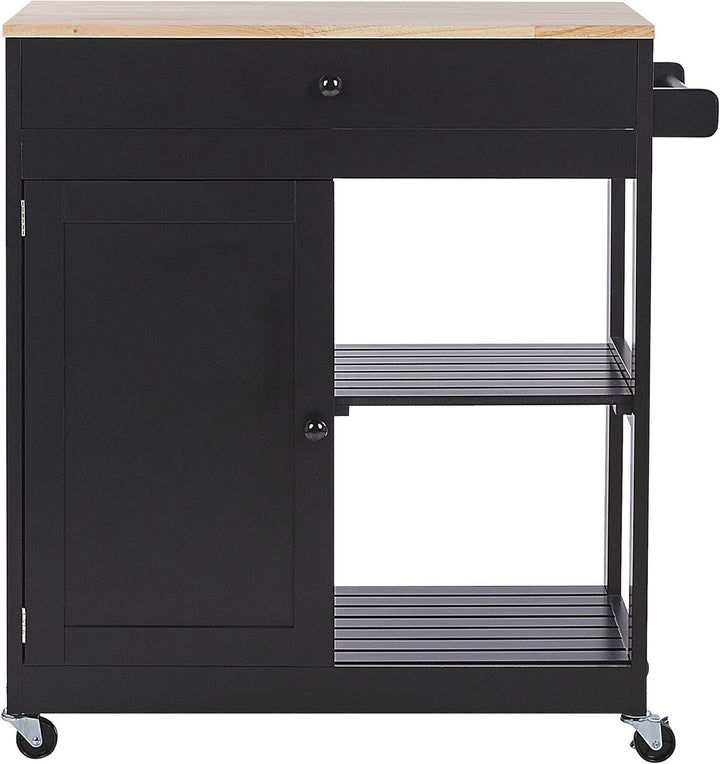 Beliani Moderner Servierwagen mit Schublade Schrank Ablage Landhausstil schwarz Trapani