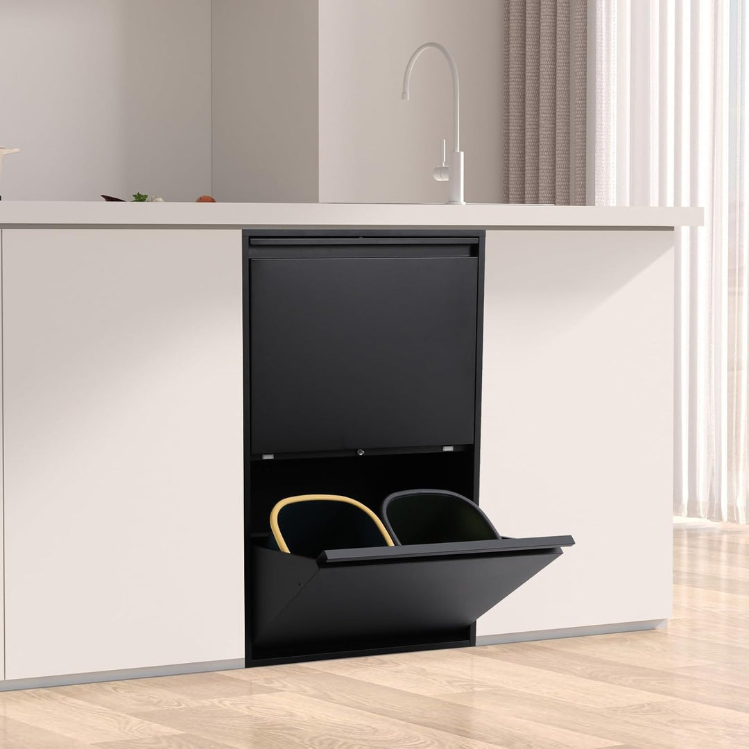 Mülleimer, 4 Stück15L Recyclingeimer, Mülltrennsystem 4 Fächer | 56 x 24.5 x 91cm Abfalleimer, Sorti
