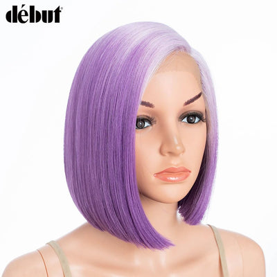 Début Lace Front Perücke für schwarze Damen Bob Perücke für weisse Damen Kunsthaar 24 cm 120g Natur