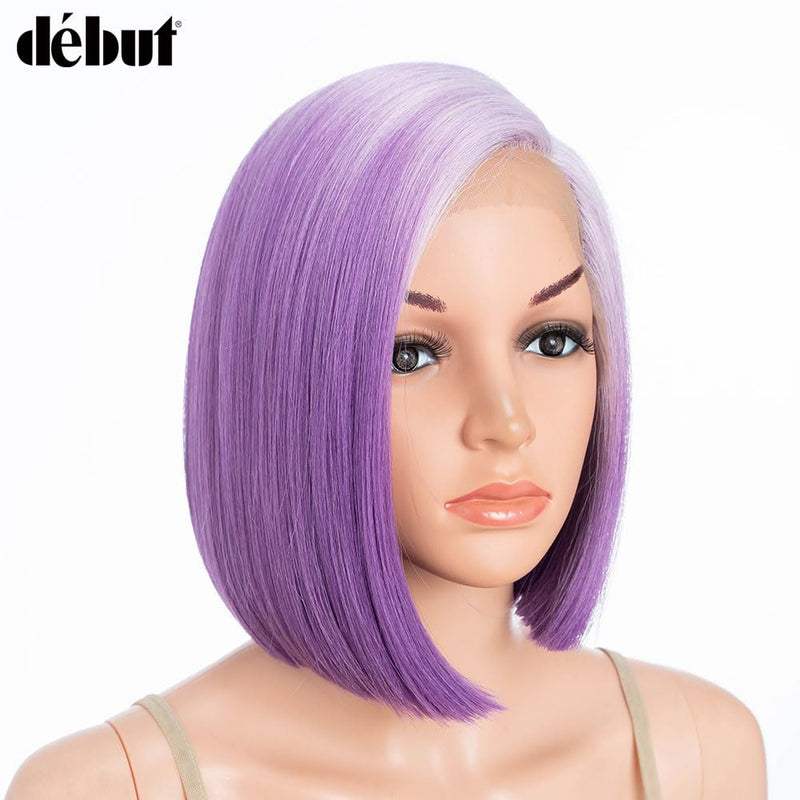 Début Lace Front Perücke für schwarze Damen Bob Perücke für weisse Damen Kunsthaar 24 cm 120g Natur