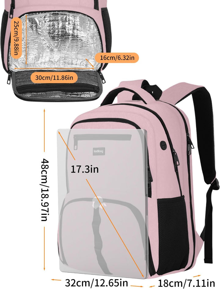 kadilong 17,3 Zoll Lunch Rucksack Damen Lsoliertes Kühlrucksack,Gross Schulranzen für Arbeit Reisen