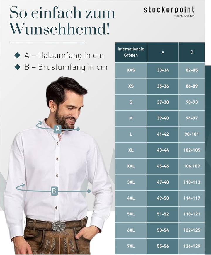 Stockerpoint Herren Trachtenhemd Raffa I Grösse S-4XL I Traditionelles & modernes Design I Atmungsak
