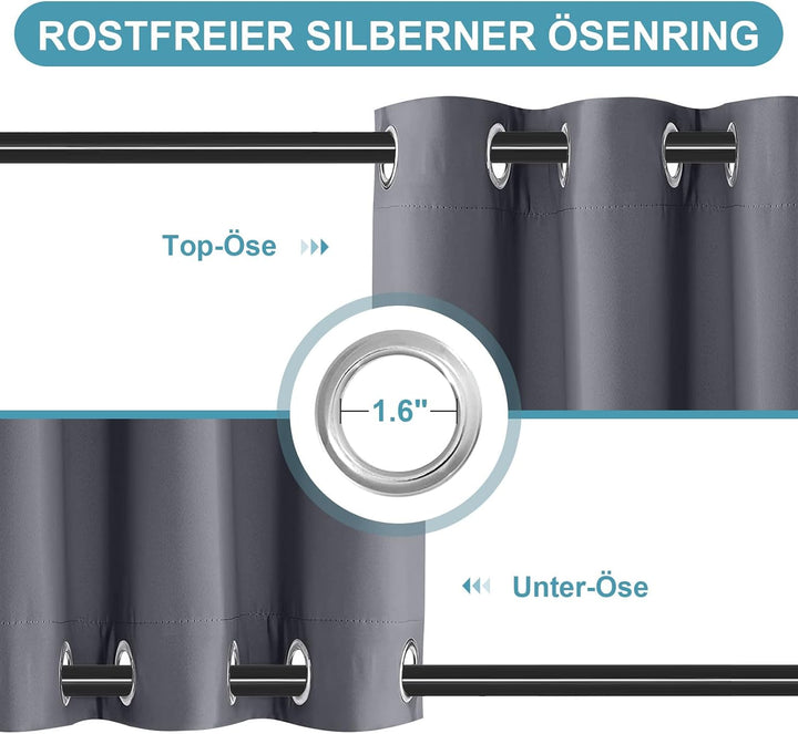 Lapalife Outdoor Vorhang Wasserdichter extra breit Oben und unten mit Ösen,B254XH213cm Wetterfest Ou