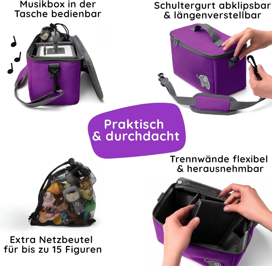 fantifant Musikbox Tasche für Toniebox [ + Netzbeutel für Tonie Aufbewahrung ] Flexible TRANSPORTTAS
