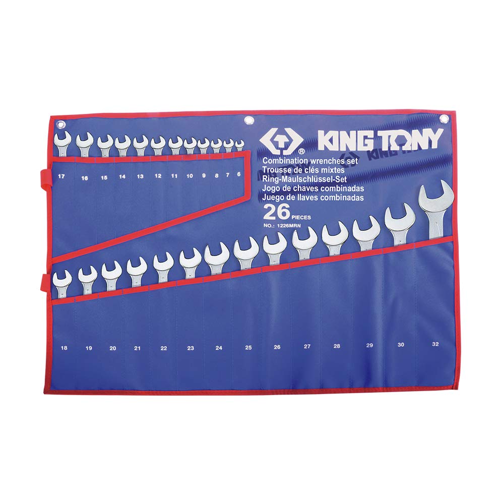 KING TONY 1226Mrn Ringmaulschlüssel-Satz mit Tetoron-Beutel, 6-32 mm, 26-tlg