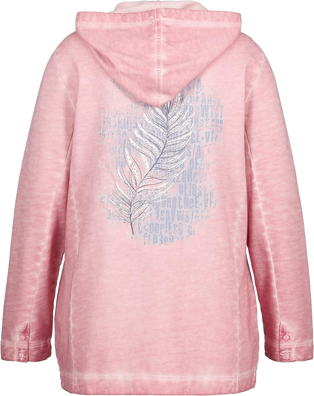 Ulla Popken Damen grosse Grössen Übergrössen Plus Size Hoodiejacke, Cold Dyed, Wiener Nähte, Kapuze
