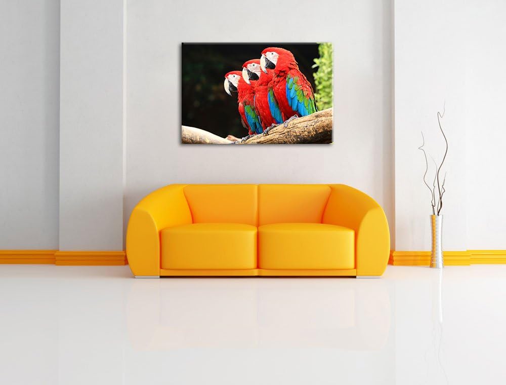 Papageien auf AST Format: 100x70 auf Leinwand, XXL riesige Bilder fertig gerahmt mit Keilrahmen, Kun