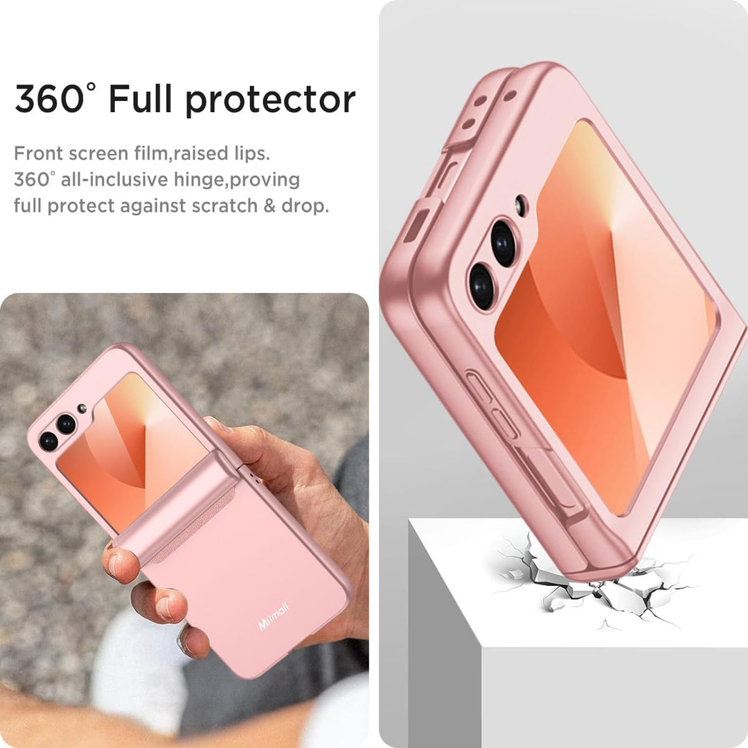 Miimall Kompatibel mit Samsung Galaxy Z Flip 6/Flip7 FE Hülle mit Scharnierschutz Magnetischer [Exte