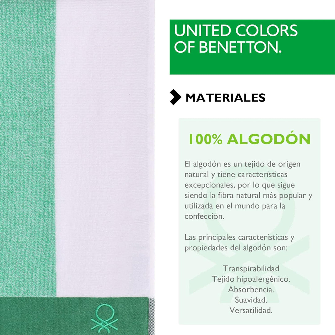 United Colours of Benefitton Strandtuch, 90 x 160 cm, 450 g/m², Frottee, 100% Baumwolle, Grün + Gelb
