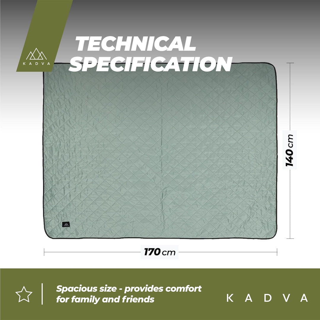 KADVA Picknickdecke Wasserdicht Rulo Graue Praktische Langlebige und Bequeme Outdoor Decke für die F