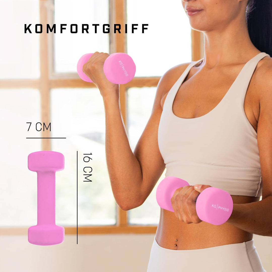 Neopren Hanteln Set - Inkl. Fitnessposter mit 32 Übungen, schweissabweisendes Kurzhanteln 2er Set au