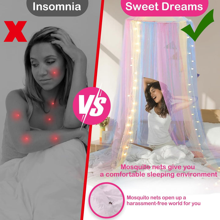 Diealles Shine Betthimmel Mädchen, Regenbogen Baldachin Kinderzimmer, Hängendes Mückennetz Bett, Fli