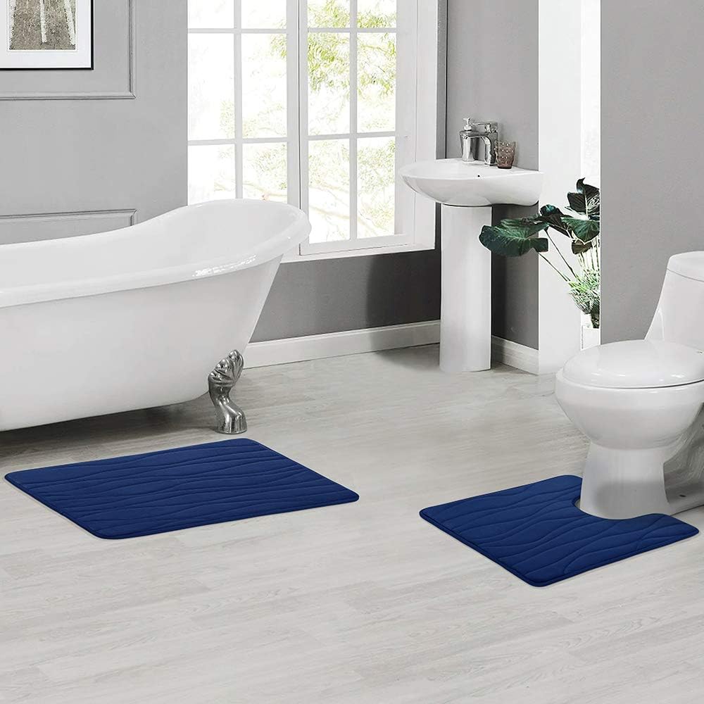 Homaxy Badematten Set 2 teilig Memory Foam Badezimmerteppich WC Vorleger mit Ausschnitt Set Saugfähi
