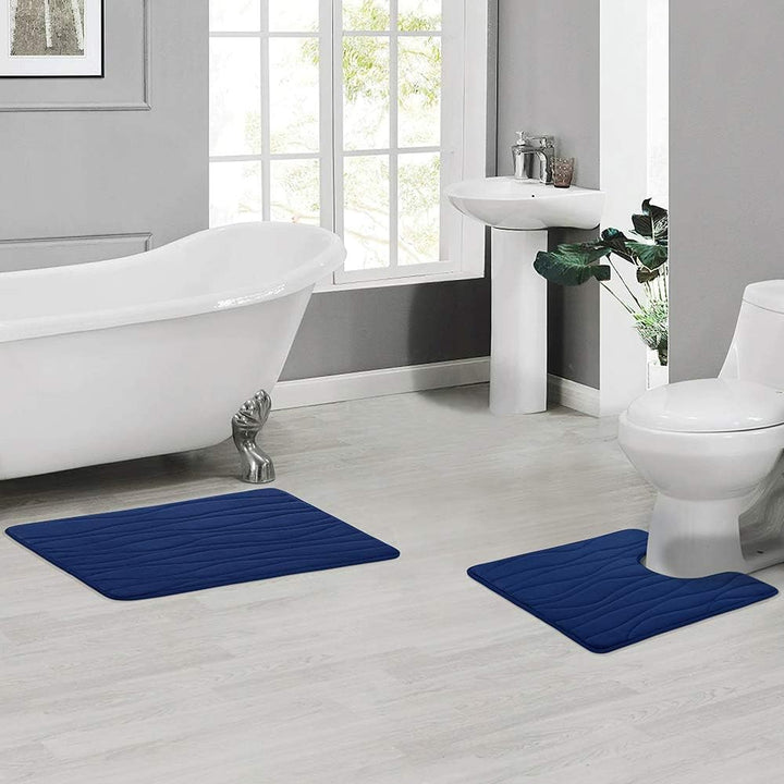 Homaxy Badematten Set 2 teilig Memory Foam Badezimmerteppich WC Vorleger mit Ausschnitt Set Saugfähi