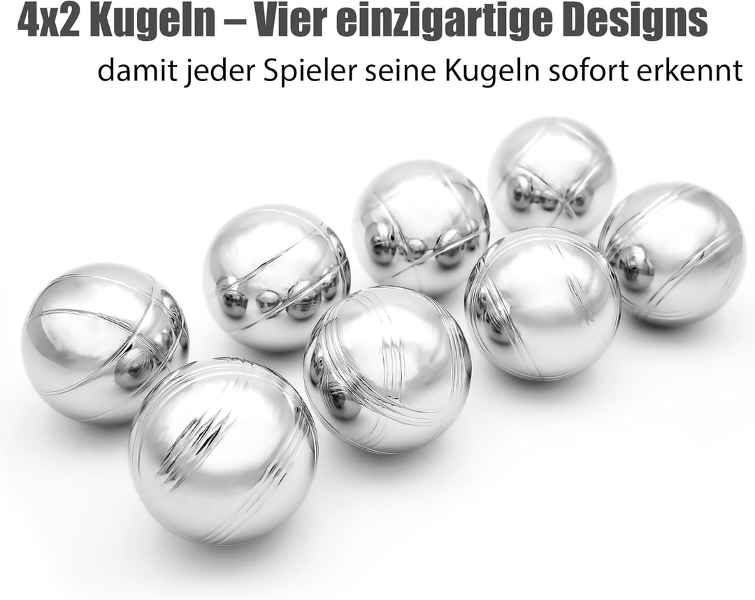 BigDean Boule Set mit 8 verchromten Boule Kugeln