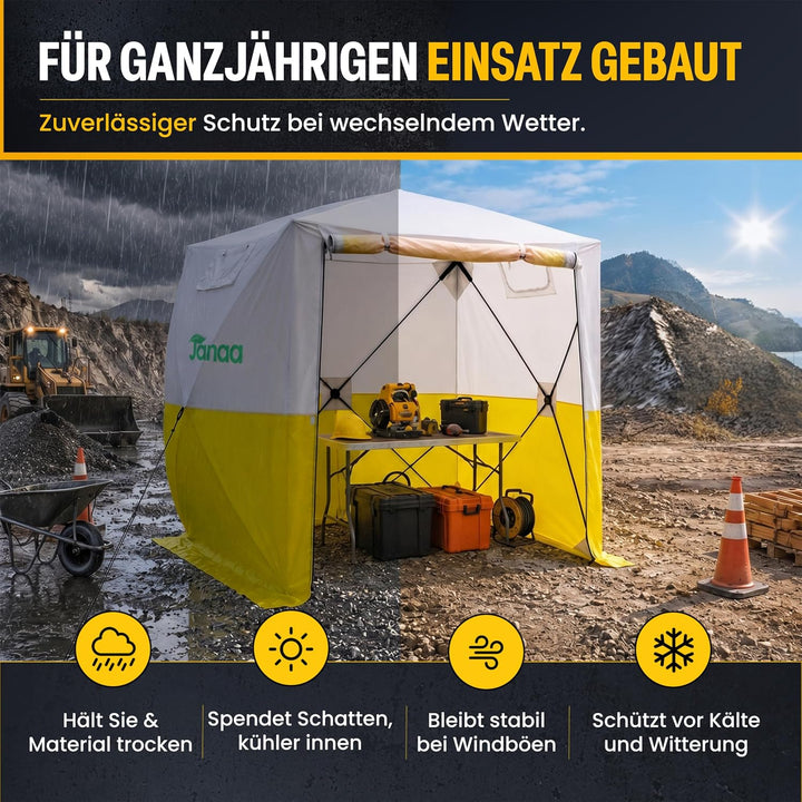 JAX3 Professionelles Arbeitszelt, Pop-Up, UV50+, 1,8 x 1,8 x 2,5 m, sofortiger schneller und einfach
