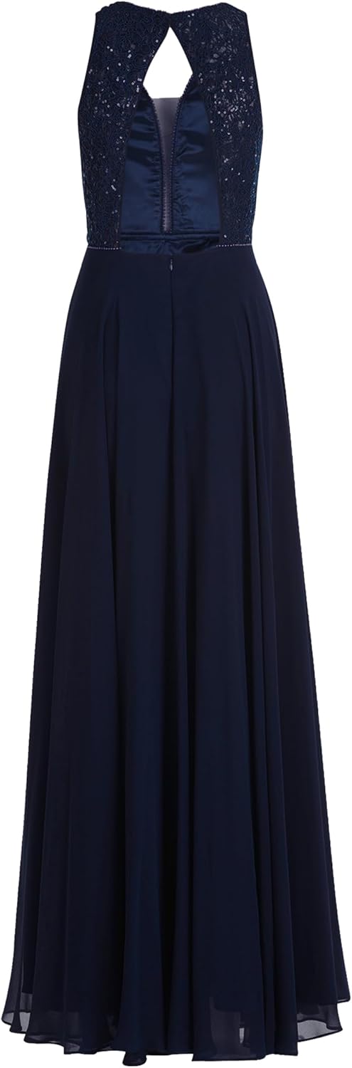 Vera Mont Damen Abendkleid mit Pailletten 34 Blau, 34 Blau
