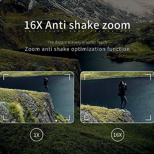 DSLR-Kamera, D5 F=2,7, 2,95 mm, 4K, 64 MP, 16-facher Zoom, Digitalkamera, HD-Nachtsicht, 120° Weitwi