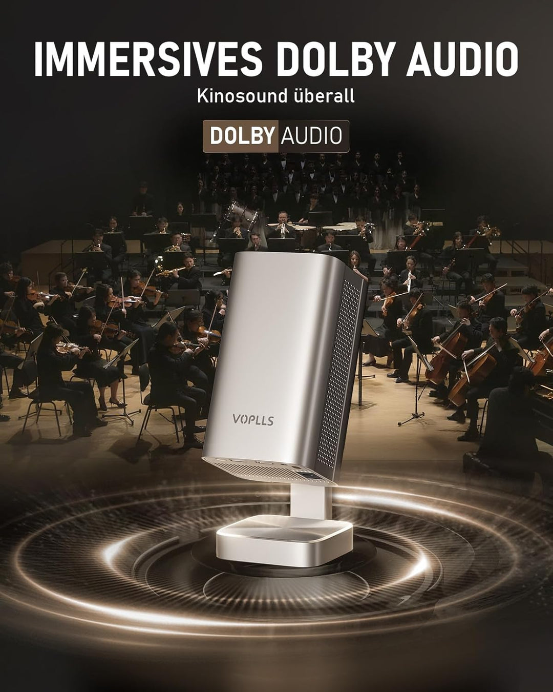 Smart Mini Beamer 4k [Kompatibel mit Netflix & Dolby Audio] VOPLLS TOF Autofokus/Trapezkorrektur 280