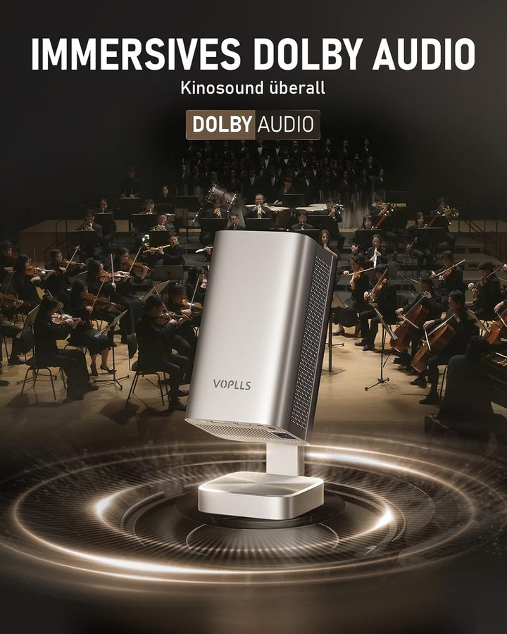 Smart Mini Beamer 4k [Kompatibel mit Netflix &amp; Dolby Audio] VOPLLS TOF Autofokus/Trapezkorrektur 280