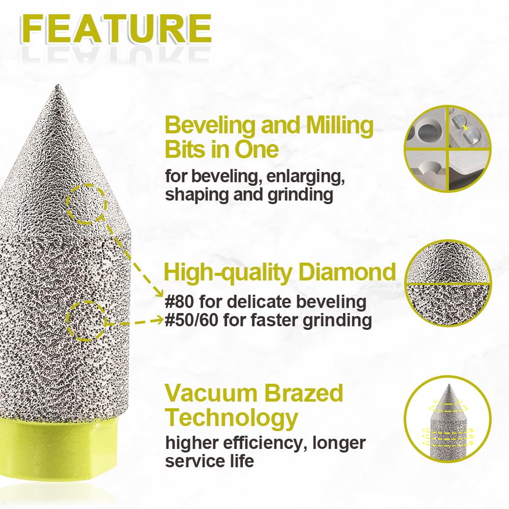 Diamant Fasenbohrer 50mm Diamant Fingerfräser - Anfasen, Formen, Vergrössern und Schleifen von Löche