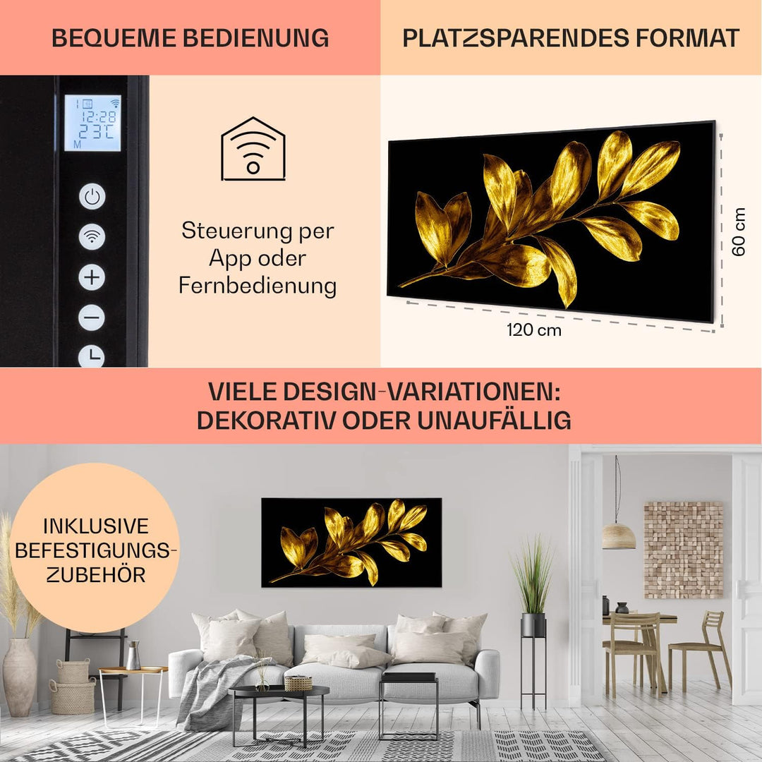 Klarstein Air Art Smart Infrarotheizung, Infrarot Heizung mit IoT/WiFi App-Steuerung, Erkennung Offe