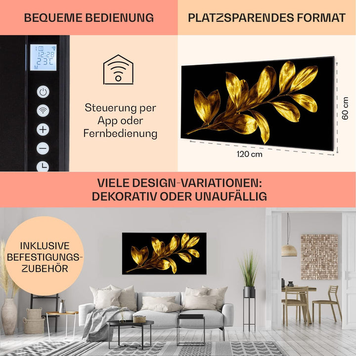 Klarstein Air Art Smart Infrarotheizung, Infrarot Heizung mit IoT/WiFi App-Steuerung, Erkennung Offe