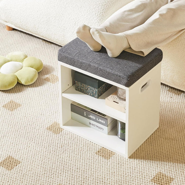 YMYNY Schuh Aufbewahrungsbank mit Sitzkissen, 2-Tier Schuh Rack mit gepolstertem Sitz, justierbarer