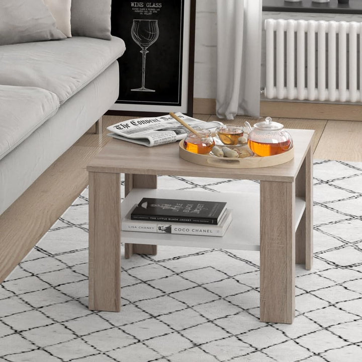 Vicco Couchtisch Homer, Sonoma/Weiss, 60 x 42 cm Sonoma 60x42x60 cm, Sonoma 60x42x60 cm