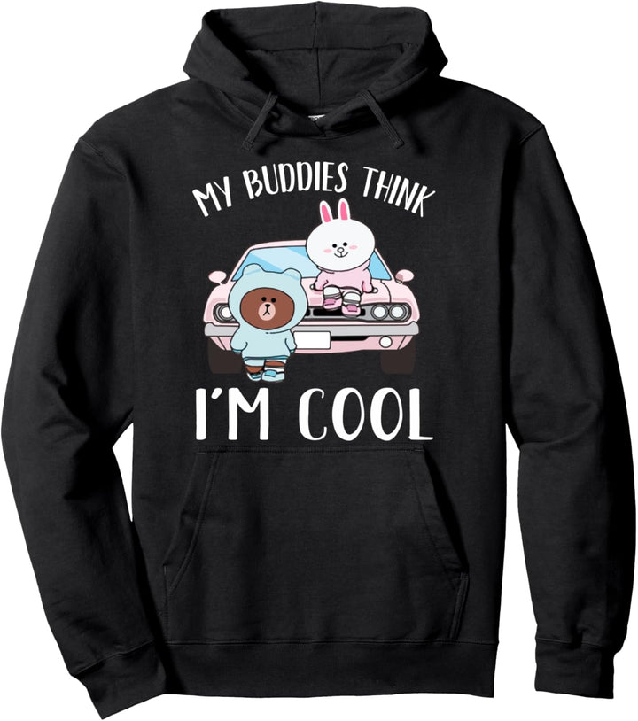 My Buddies Think I'm Cool Cute Bear and Bunny Cool Animal Pullover Hoodie
