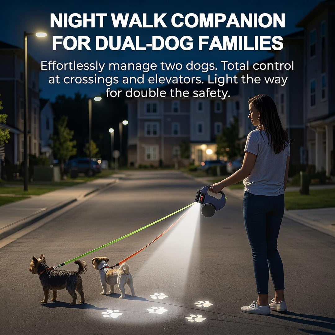 DASIAUTOEM Hundeleine Doppelleine für 2 Hunde, 3 m Ausziehbare Anti-Verwickel-Hundeleine mit 360° Dr