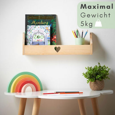 Haus Projekt 2 Pack Kiefer Herz Kinderregal, Wandregal Kinderzimmer, Dekoratives Bücherregal für Kin