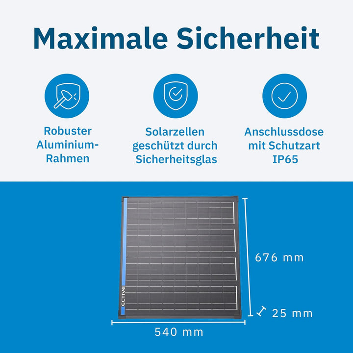 ECTIVE - Solarpanel starr MSP 70s Black 70W 1,94A 72 Siliziumzellen für 12V-24V Batterieladeregler -