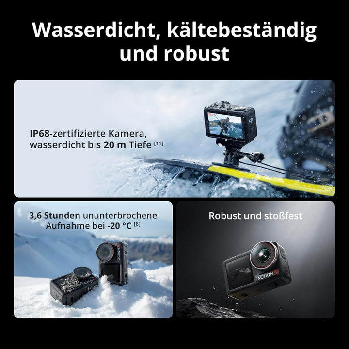DJI Osmo Action 5 Pro Adventure Combo mit Zubehör, Action Cam 4K mit 1/1.3" Sensor, 12 Std. verlänge
